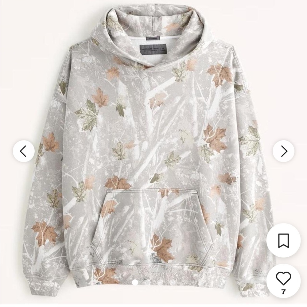 Abercrombie Essential Popover Hoodie Off White Camo